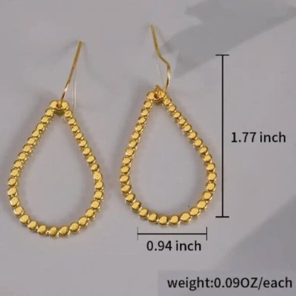 14k Gold Plated Water Drop Hoop Earrings - Picture 5 of 5